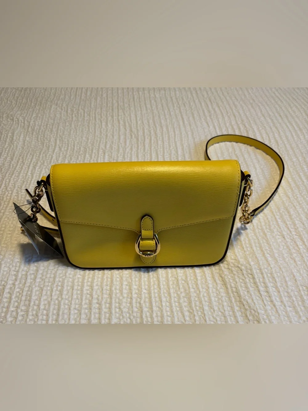 Lauren Ralph Lauren Yellow Leather Crossbody Bag New with Tags